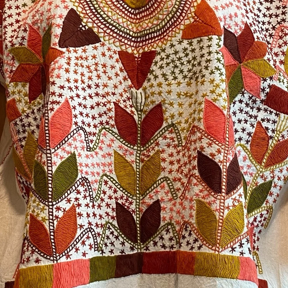 Exquisite handmade and 100% hand-stitched cotton Milpa blouse - Picture 4 of 11